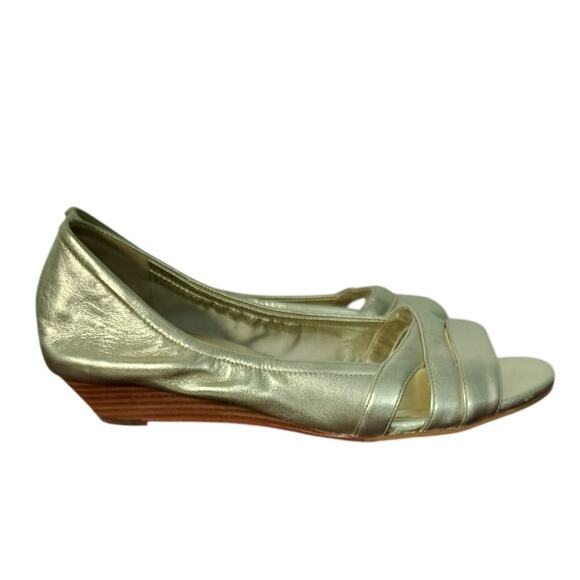 Cole Haan Air Amari Wedge Heel Women's Sz 7.5 B Metallic Gold Open Toe Shoes - Picture 5 of 16